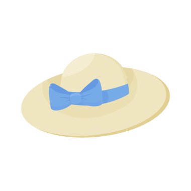 Beyaz şapkalı, mavi fiyonklu, üst manzaralı kadınlar. Beyaz arkaplanda vektör