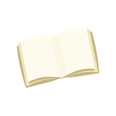Açık kitap, okuma. Beyaz arkaplanda izole edilmiş vektör illüstrasyonu