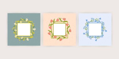 Bahar indirimi, çiçek desenli çerçeve ve afiş, afiş, reklam geçmişi için farklı çiçekler.