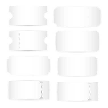 Gerçekçi beyaz kupon şablonu, bilet, biniş kartı, fiş ve tek bir dipnot satırı ayarla