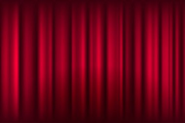 İpek, saten ve lüks arka planda kumaş taşıyıcı dokusu. Portiere, perde malzemesi kırmızı renk..