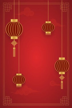 Çin Yeni Yılı, altın ve kırmızı, selamlama şablonu, afiş, poster. dikey 2025 boş Çin Yeni Yılı 