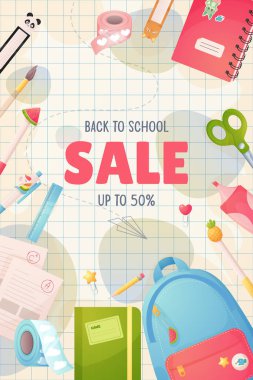 Okul şablonu boş. İndirim, okul indirimi. Okul vektörüne dönüş