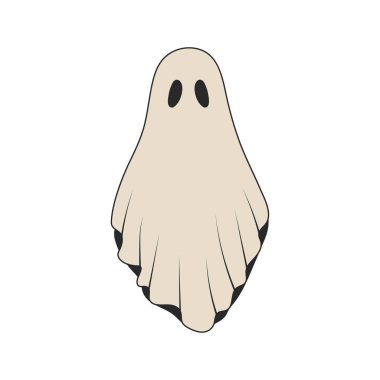 Eski moda bir hayalet. Beyaz arkaplan vektör çiziminde izole