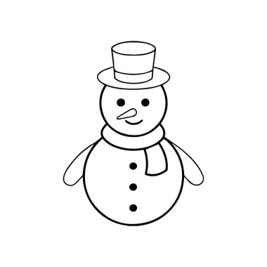 Kış siluetleri siyah, ana hatlarıyla. Silindirde bir kardan adam. İzole edilmiş