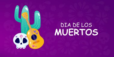 Kartpostal, Ölüler Günü için pankart los muertos. Şeker Kafa, tebrikler, Post. vektör