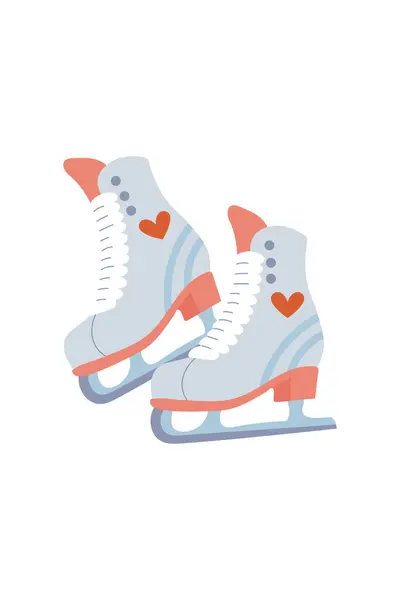 stock vector Cute blue women skates with heart, illustration on white background. Vector isolated