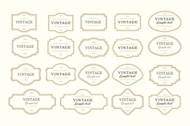 Bej arkaplan üzerinde boş alan ile zarif retro vintage çerçeve ayarlayın. Vektör illüstrasyonu