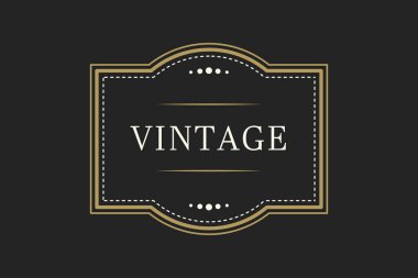 Zarif retro vintage çerçeve, siyah arkaplanda metin ile etiketlenmiş. Vektör illüstrasyonu