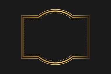 Siyah arka planda, şablonlu, boş alanlı zarif klasik altın retro çerçeve. Vektör illüstrasyonu