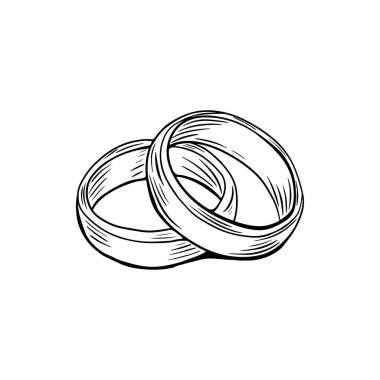 İşleme tarzında nişan yüzüğü teklifi, skeç. Vektör illüstrasyonu.