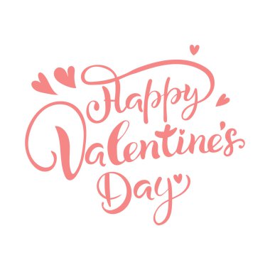 Sevgililer günün kutlu olsun, pembe harflerle, izole bir arka planda..