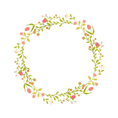 Çiçek çerçevesi, yay çiçekleri, beyaz izole edilmiş arka plan. Vektör illüstrasyonu