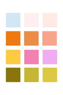 Renk Paleti. Baharın renkleri, sızlanmalar. Renk uyumu. Modaya uygun renkler, arka plan. Vektör illüstrasyonu