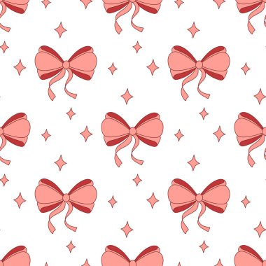 Kusursuz el yapımı kurdele yay deseni. Süsleme yayı, pembe, kırmızı