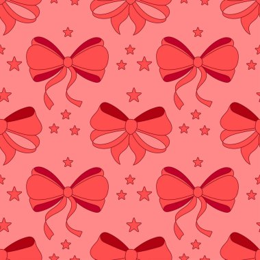 Kusursuz desen, basit el çizimi kurdele doğrusal yay. Kırmızı arkaplan