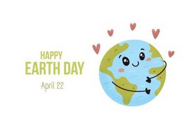 Cute earth day banner april 22 , ecology. Vector illustration clipart