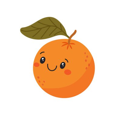 Gülümseyen Portakal Meyvesi Clipart Şirin Çizgi Film İllüstrasyonu