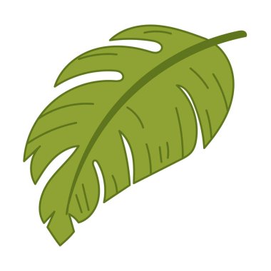 Tropikal canavar tarzı yaprağın vektör çizimi. Yaz temaları, baskılar, desenler ve dekorasyon unsurları için uygundur.