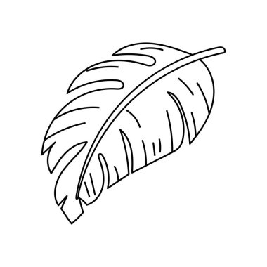 Renkler için tropikal yaprağın tek renkli ana hatları. Çocuk kitapları, desenler ve yaz doğa temaları için harika..