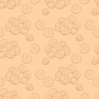 Sıcak bej renkli basit fındık deseni, çizgi gölgelemesi, ambalaj, tekstil veya doğal gıda markası için mükemmel.