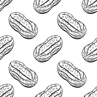 Siyah ve beyaz desenli el yapımı fıstık kabukları boyama sayfaları veya kırsal besin çizimleri için uygun.