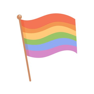 Parlak gökkuşağı LGBT gurur çizimi eşitliği, dahil edilmeyi ve LGBTQ topluluğunun temiz beyaz arka planda kutlanmasını simgeliyor..