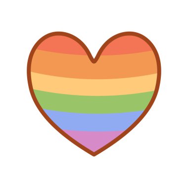 Minimalist gökkuşağı çizgili kalp simgesi tüm kimlikler boyunca LGBT gurur, birlik ve eşitlik ve sevgiyi temsil ediyor..