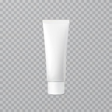 3 boyutlu minimalist beyaz kozmetik tüp, cilt bakımı, krem veya jel ürün markalaşması ve vektör tasarımı için ideal.