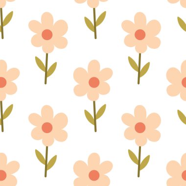 Yumuşak pastel çiçekleri olan büyüleyici minimalist, pürüzsüz çiçek deseni, sarma, tekstil ve ev dekorasyonu projeleri için mükemmel..