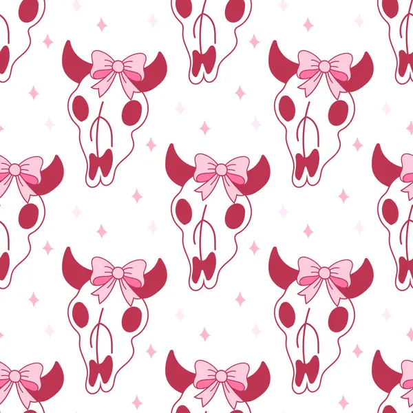 Pembe inek kafataslarının kusursuz tekrarlayan desenleri, yaratıcı arka planlar, duvar kağıtları veya ambalaj kağıtları için mükemmel..