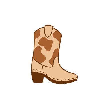 Batılı kovboy çizmesi, kahverengi inek desenli, yaratıcı ve oyuncu batı esintili dijital sanat ve çıkartmalar için mükemmel..