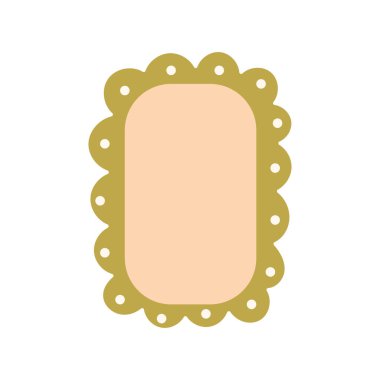 Yumuşak şeftali merkezli asgari yeşil deniztarağı çerçeveli. Boho tasarımlarındaki tırnak, mesaj veya çıkartmalar için mükemmel bir şablon.