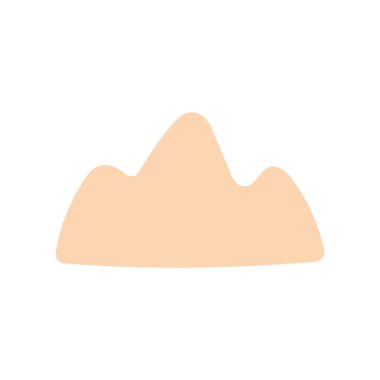 Düz şeftali tonuyla soyut dağ silueti. Boho illüstrasyonları, doğa baskıları veya çocuk tasarım temaları için basit şekil.