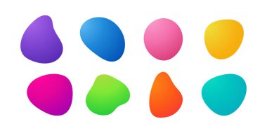 Pürüzsüz renk eğimleriyle kabarcık biçiminde canlı, soyut sıvı şekiller, modern tasarım ve yaratıcı markalaşma projeleri için mükemmel..