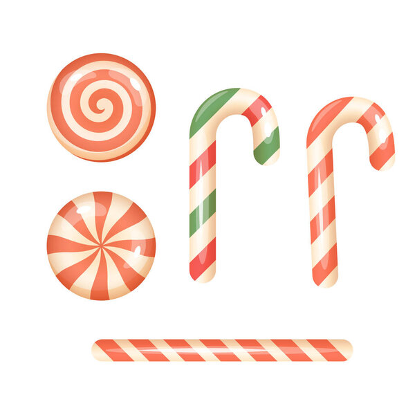 Collection of candy cane and peppermint sweet frames in 3D style. Perfect for Christmas-themed designs, borders, cards, and decoration.