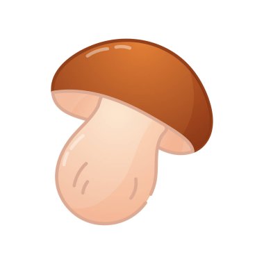 Karikatür mantarının minimum çizimi. Toprak tonlu. Orman ya da Cottagecore tasarımları için sakin ve rahat bir şekilde çizilmiş..