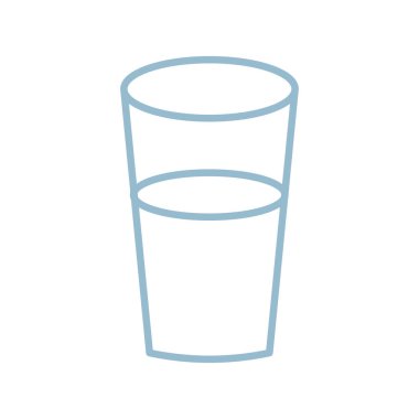 Mavili basit bir bardak su. Sıvı izleyici, planlayıcı sayfalar, sağlık dergileri veya alışkanlık şablonları için ideal.