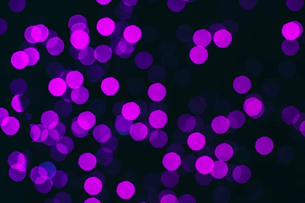 Neon Violett Abstrakt Bakgrund Blå Bokeh Defocused Suddiga Ljus Cirklar — Stockfoto