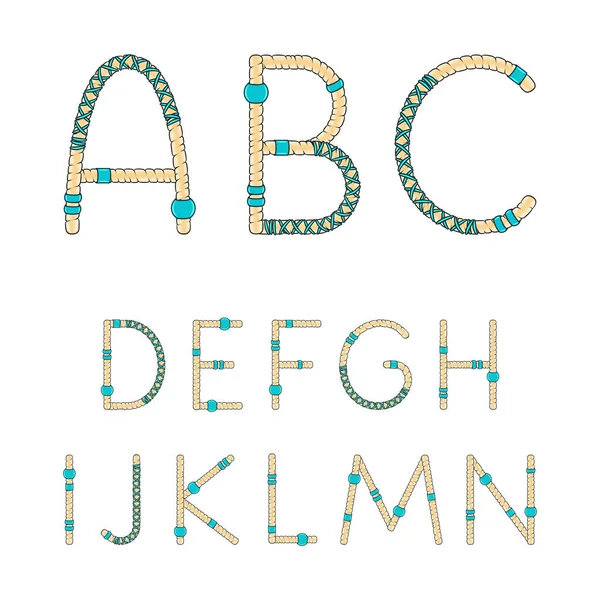 Font Alphabet Letters Dreadlocks Isolated Vector Objects White Background — Stockvektor
