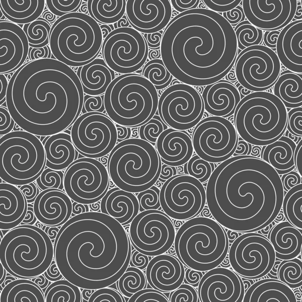 丸い渦巻きを持つシームレスなパターン ベクトル背景 黒と白のイラスト — ストックベクタ