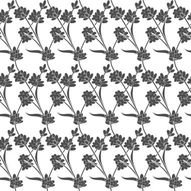 Lavanta filizi ile kusursuz desen. Beyaz üzerine vektör çiçek arkaplanı.
