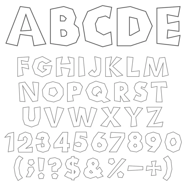 Alphabet Haché Noir Blanc Chiffres Signes Objets Vectoriels Isolés Sur — Image vectorielle