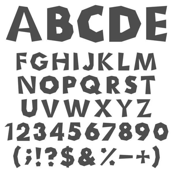 Alfabeto Picado Blanco Negro Números Signos Objetos Vectoriales Aislados Sobre — Archivo Imágenes Vectoriales