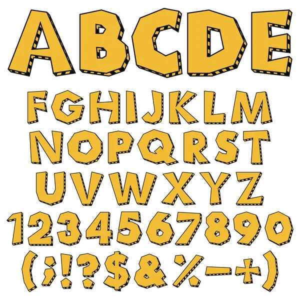 Χρωματισμένο Αλφάβητο Αριθμοί Και Πινακίδες Προειδοποιητικά Σημάδια Μεμονωμένα Διανυσματικά Αντικείμενα — Διανυσματικό Αρχείο