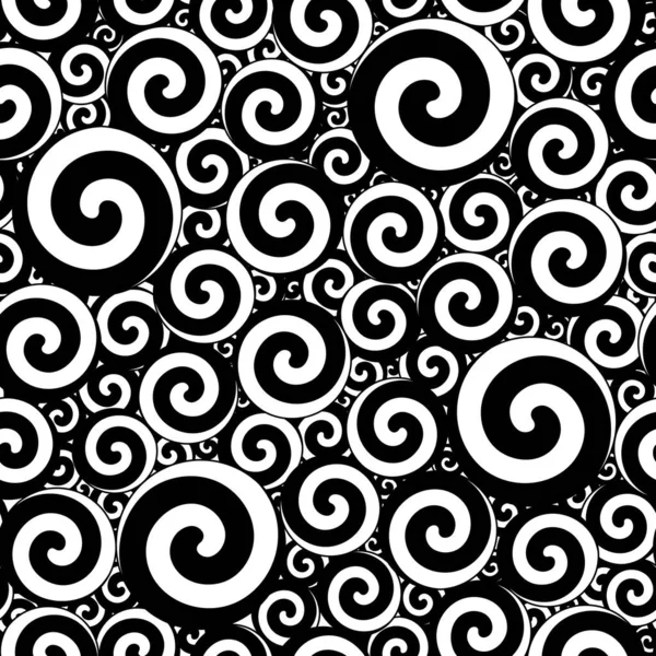 Seamless pattern with black and white swirls. Color vector background.