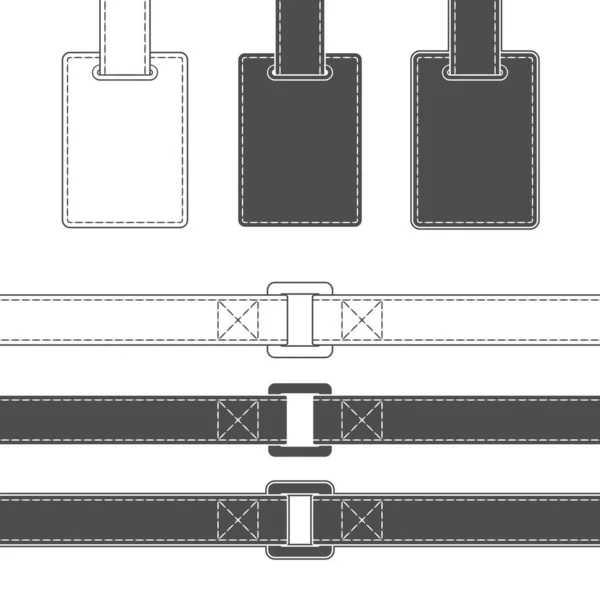 Schwarz Weiße Abbildungen Des Gürtels Mit Anhänger Isoliertes Vektorobjekt Auf — Stockvektor