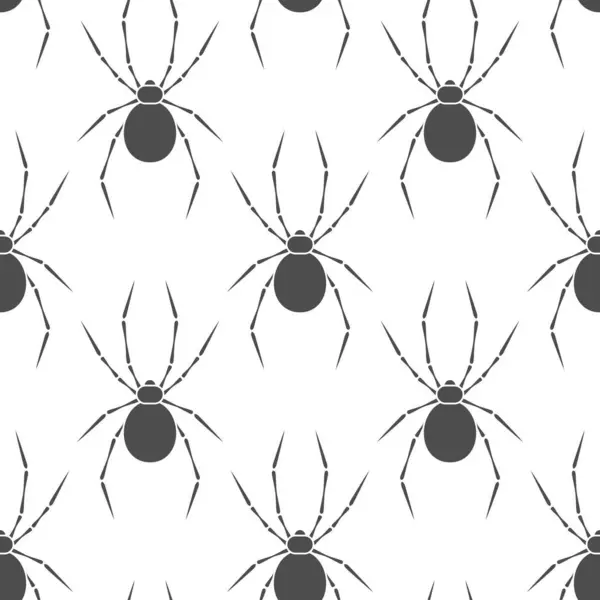 Nahtloses Muster Mit Spinne Vektor Schwarzer Und Weißer Hintergrund — Stockvektor