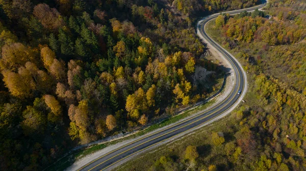 Letecký Pohled Inegol Domanic Silnici Krásnými Podzimními Barvami Přírody — Stock fotografie