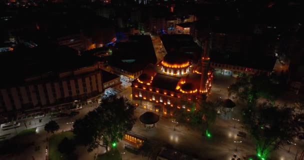 土耳其Balikesir市的Night和Zagnos Pasa清真寺和广场 — 图库视频影像